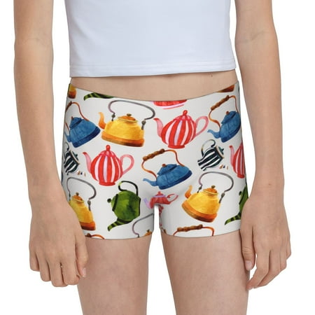 Pofeuu Watercolor Teapots Print Soft Cotton Girls Boyshort panties Toddler Underwear-Small
