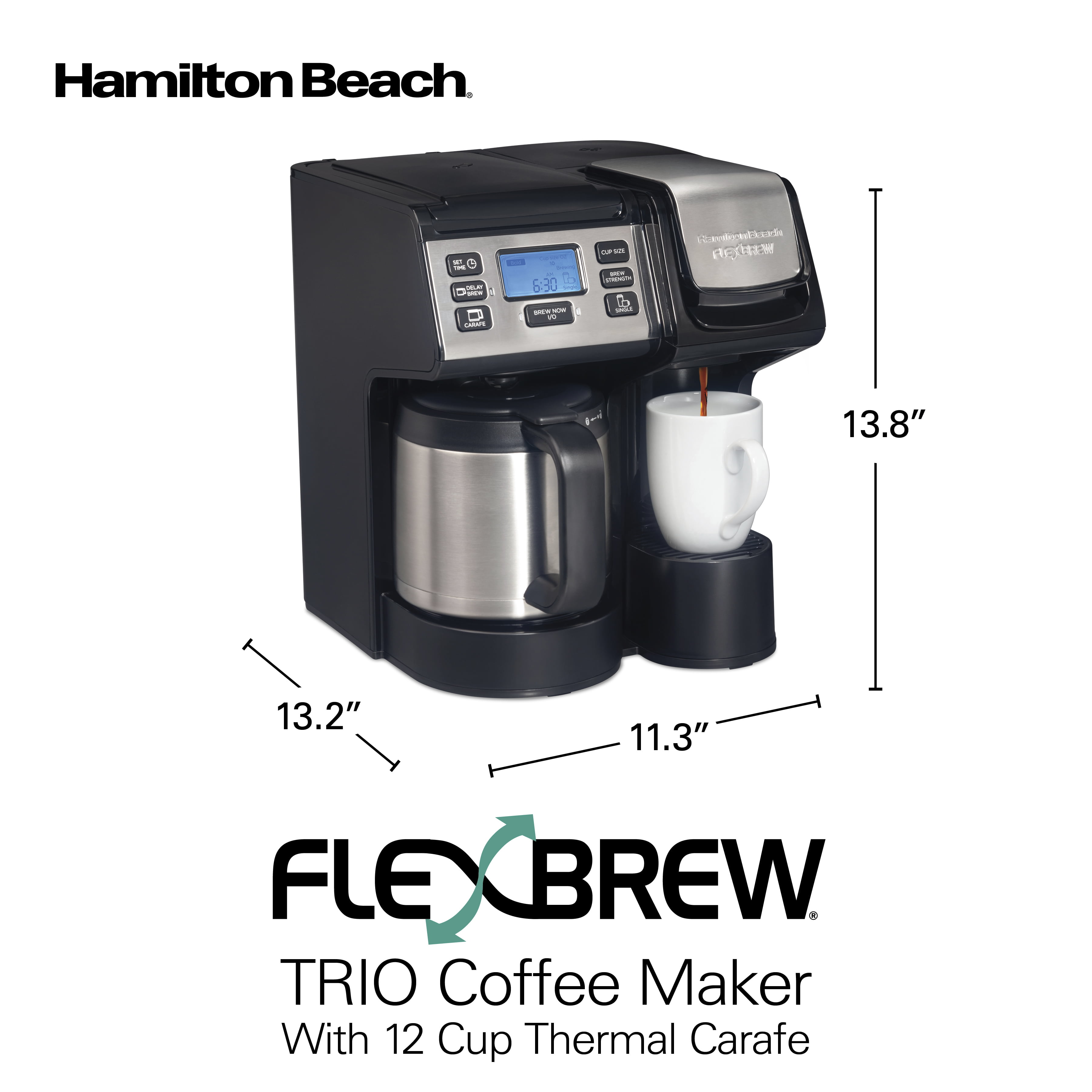 Hamilton Beach FlexBrew® Trio Coffee Maker, White Stainless