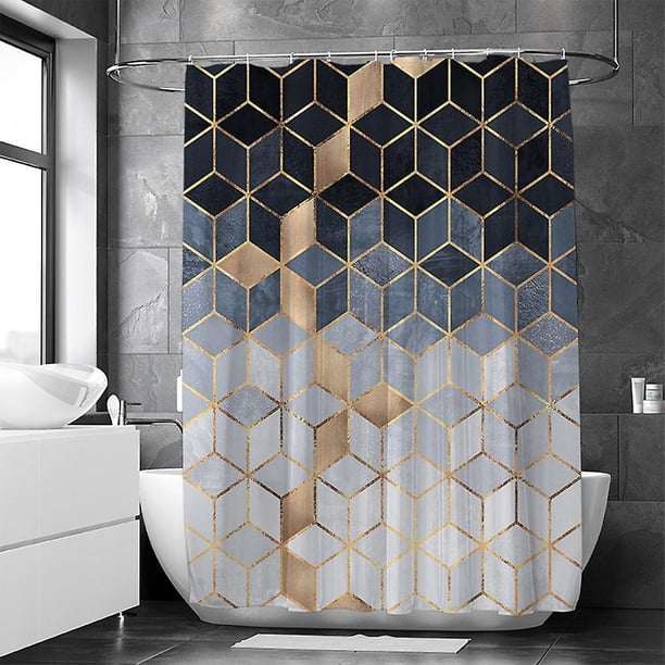 Cortina de ducha impermeable de baño geométrico moderno