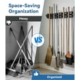 thumbnail image 3 of FVSA Broom Holder Wall Mount with 5 Slots and 6 Hooks, Plastic Organizer for Kitchen Laundry Room Home Storage, Black, 3 of 7