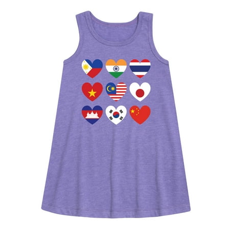 

Instant Message - AAPI Heart Flags - Toddler and Youth Girls A-line Dress