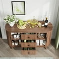 thumbnail image 3 of Planntonneo Fluted Sideboard Buffet Cabinet with Storage, Modern Accent Coffee Bar Console Table with Tambour Sliding Doors and Adjustable Shelves, for Kitchen Living Room, Walnut Color, 3 of 10