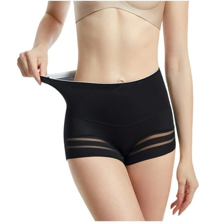 LNWUY Shapewear Tummy Control Underwear for Women Seamless Shaping High Waisted Panties Slimming Solid Color Panty Black M