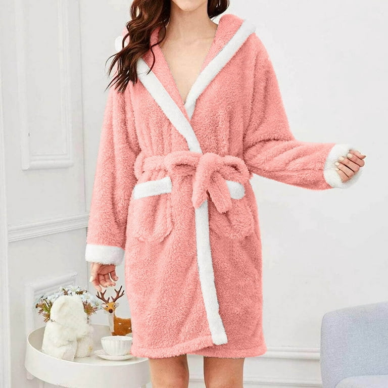YanHoo Towel Robe for Women Cute Hooded Lightweight Terry Cloth Bathrobe  Bath Gown Soft Ladies Robe