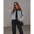 thumbnail image 3 of Chaqueta vaquera con perlas, cárdigan liso de manga larga con cuentas y un solo pecho, abrigo de primavera y otoño 2023 con perlas de imitación, 3 of 5