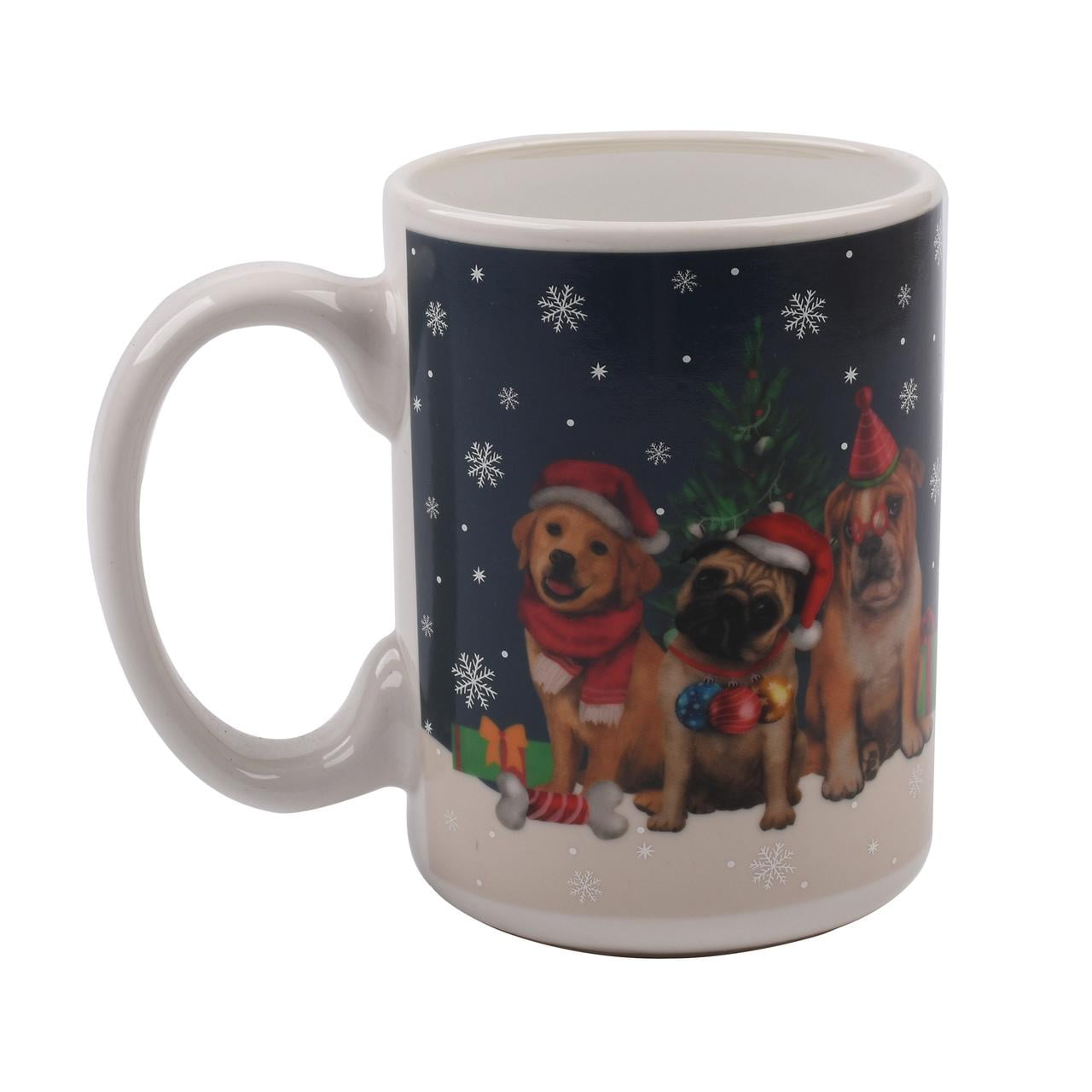 Holiday Time Tasse en céramique thermoactive - chiens et chapeau de Noël, 1 pièce Volume / Quantité : 490 ML / 16,5 OZ x 1