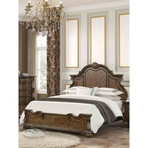 Traditional Style 1pc Queen Size Bed Set Bombay Design Wooden Headboard Dark Brown Finish Panel Bed Bedroom Furniture