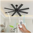 thumbnail image 2 of FUFUGAGA 65 in. Indoor Outdoor Use Black Solid Wood Grain 8 Blade Propeller Ceiling Fan with Remote Control, Adjustable, 5-Speed, 2 of 11