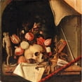 thumbnail image 2 of Cornelis Norbertus Gysbrechts 20x20 Gold Ornate Framed and Double Matted Museum Art Print Titled - A Trompe-L'Oeil Vanitas Still Life, 2 of 4