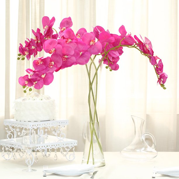 Efavormart 2PCS 40" Tall Fushia Silk Orchid Stems Artificial Flower