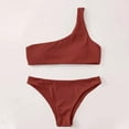 thumbnail image 7 of OWMEOT Womens Bikini Sets One-Shoulder Low Cut Bathing Suits Low Rise Thong Sexy Bikini Swimsuits for Summer Beach Vacation, 7 of 7