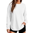 thumbnail image 2 of Casual Side Slit Pocket Sweatshirts for Women Crewneck Pullover Long Sleeve Loose Fit Weekend Wear Tops, 2 of 6