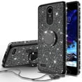 thumbnail image 1 of Compatible for LG Stylo 5 Case, LG Stylo 5 Plus Case, LG Q Stylus Case, SOGA Glitter Diamond Rhinestone TPU Phone Cover with Ring Stand and Lanyard Girls Women Cover (Black), 1 of 5