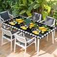 thumbnail image 2 of Yellow Lemon Table Cloths for 6 Foot Rectangle Tables, Summer Botanical Black White Checkered Patio Waterproof Elastic Fitted Tablecloths, Washable Rectangular Table Cover for Camping, 2 of 8