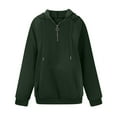thumbnail image 3 of EANJE Women's Fashion Hoodies & Sweatshirts Fashion Half Zip Sweatshirt Oversized Long Sleeve Lapel Neck Polo Fall Solid Color Blouse Clothes Dark Green XL, 3 of 6