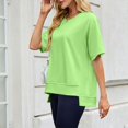 thumbnail image 4 of Sevevn Women's Fashion Casual Spring And Summer New Solid Color Thread Round Neck With Shoulder Loose Short-Sleeved Top Green M Great Gifts for Less, 4 of 9