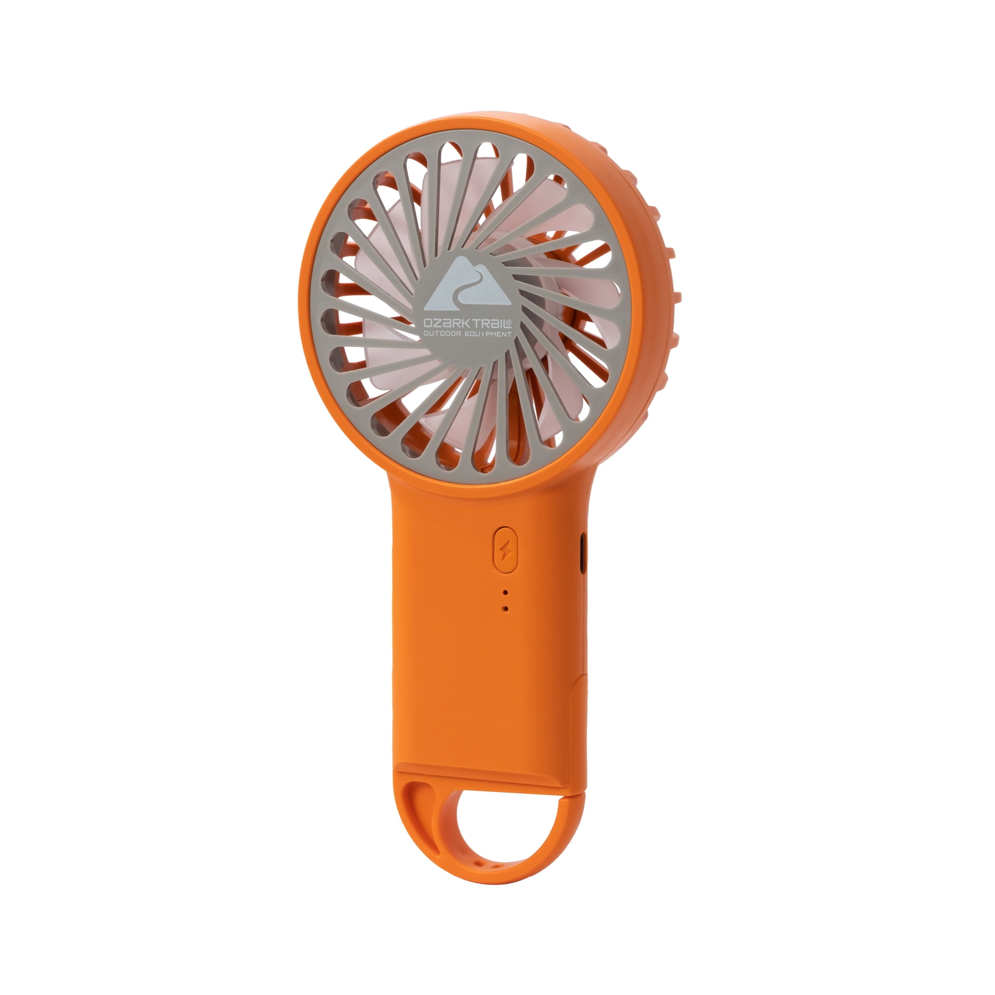 Ozark Trail Rechargeable Handheld Fan, USB-C Charging, 3 Speed Settings, Orange