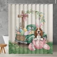 thumbnail image 2 of Easter Egg Basset Hound Bunny Ear Welcome Spring Truck Shower Curtain Bassets Dog Breed Lovers Gifts Idea Waterproof Bathroom Bathtub Curtain - 12002, 2 of 5