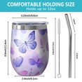 thumbnail image 5 of 12oz Stemless Wine Tumblers Purple Butterfly Lavender Pattern Vacuum Insulated Stainless Steel Travel Tumbler Cups Mug with Lid and Straw for Champaign,Cocktail,Beer with Cleaning Brush, 5 of 5