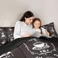 thumbnail image 5 of Feelyou Coffee Time Full Size Comforter Sets, Vintage Fashion Style Bedding Comforter Set, Teens Kids Boys Girls Reversible Bedding Sets, Microfiber Bedroom Decor, 3pcs, 5 of 8