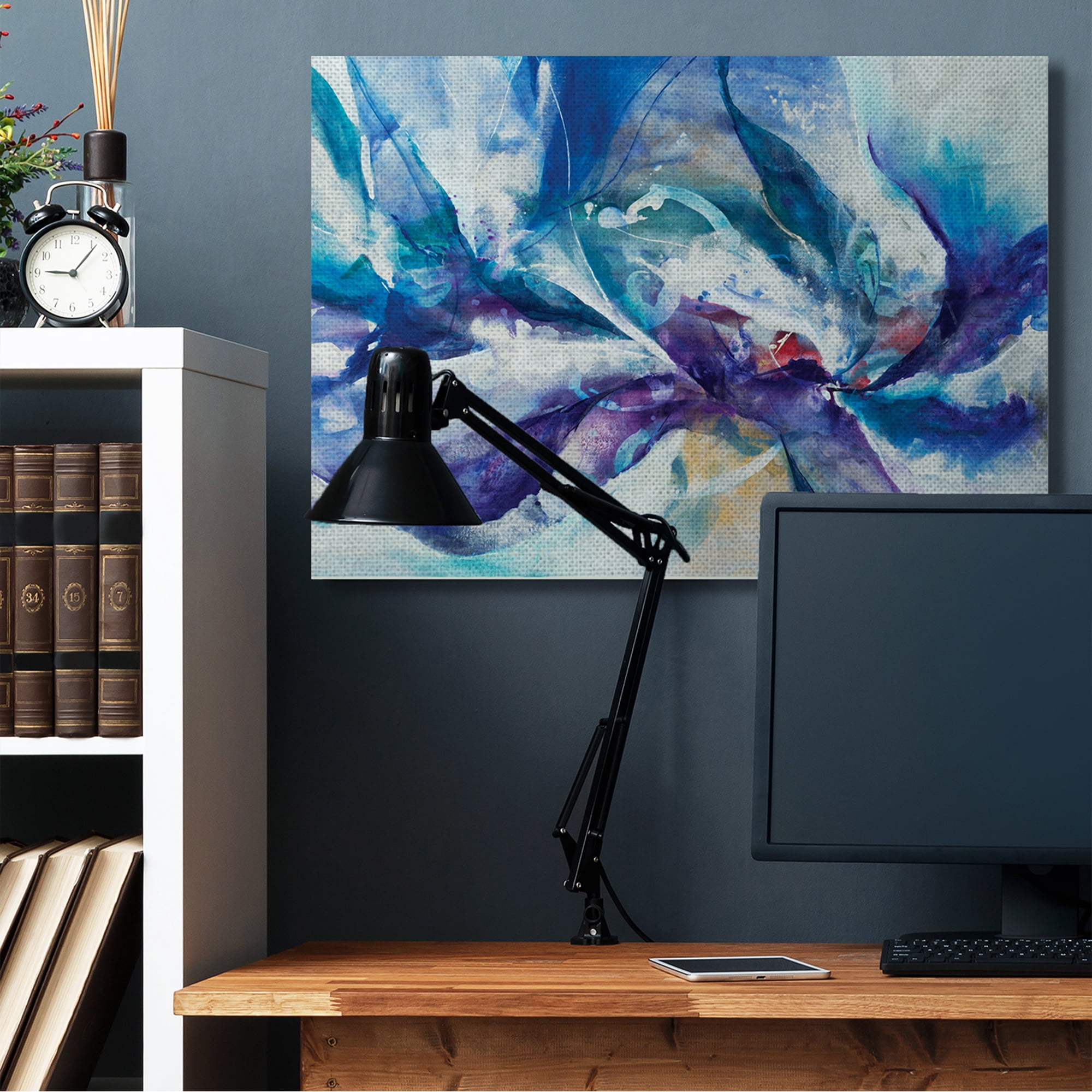 Stupell Industries Underwater Scene Abstract Swirling Blue Purple Details,36 x 48,Designed by K. Nari