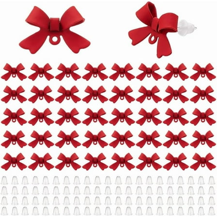 42Pcs Stud Earrings 925 Sterling Silver Alloy Earring Post with Loop 84Pcs Backs Red Bowknot Stud Ear Findings for Women DIY Dangle Crafting Jewelry Making Accessories