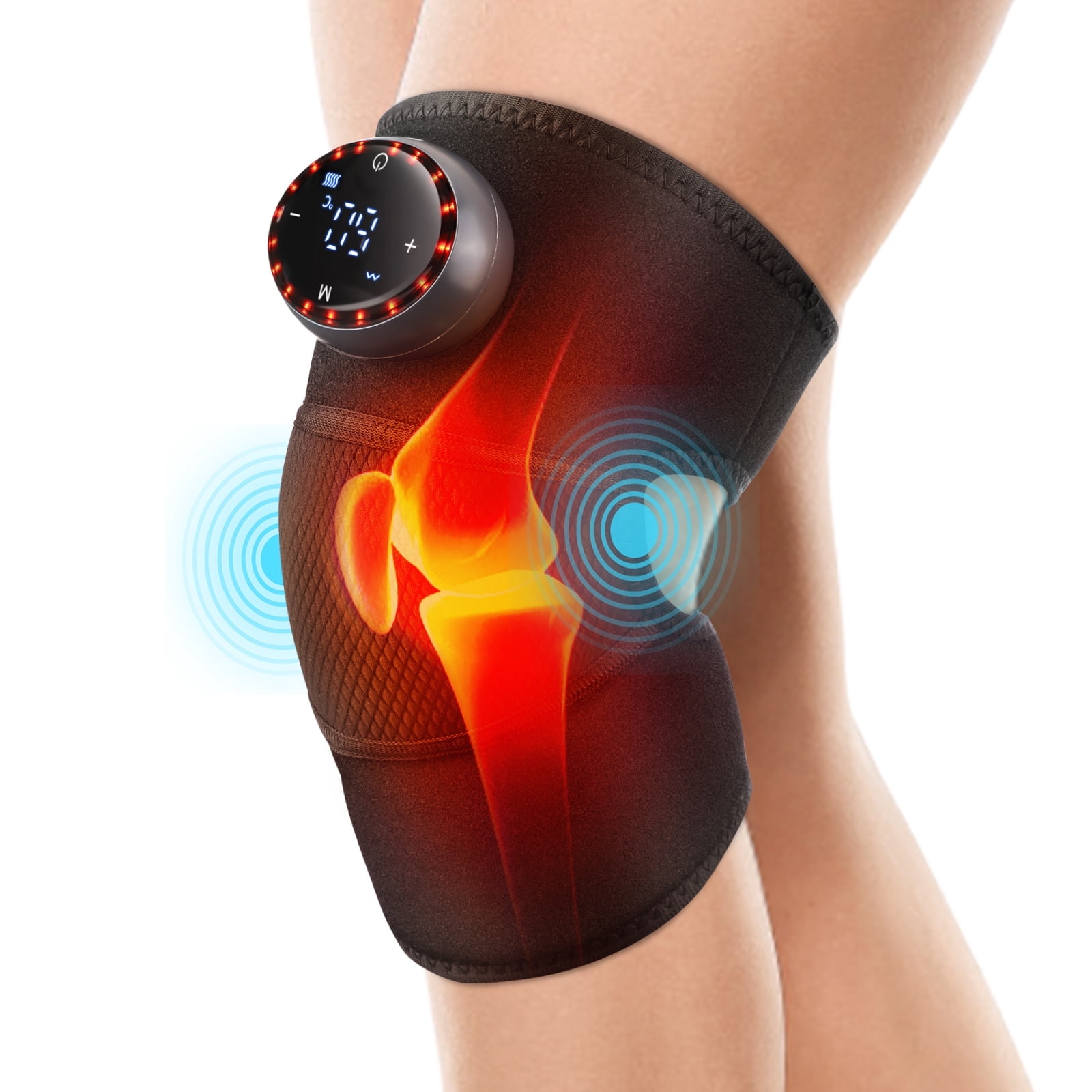 DREAMSOME Cordless Knee Massager with Heat, Knee Heating Pad with 5 Heat & 5 Massage Mode, Knee Wrap Knee Brace for Women Men, Knee Shoulder Elbow
