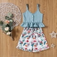 thumbnail image 2 of Boys Girls Two Piece Outfits Toddler Baby Kids Girls Summer Strap Floral Shorts Clothes Suit Summer Outfits for Girls Boys, 2 of 9