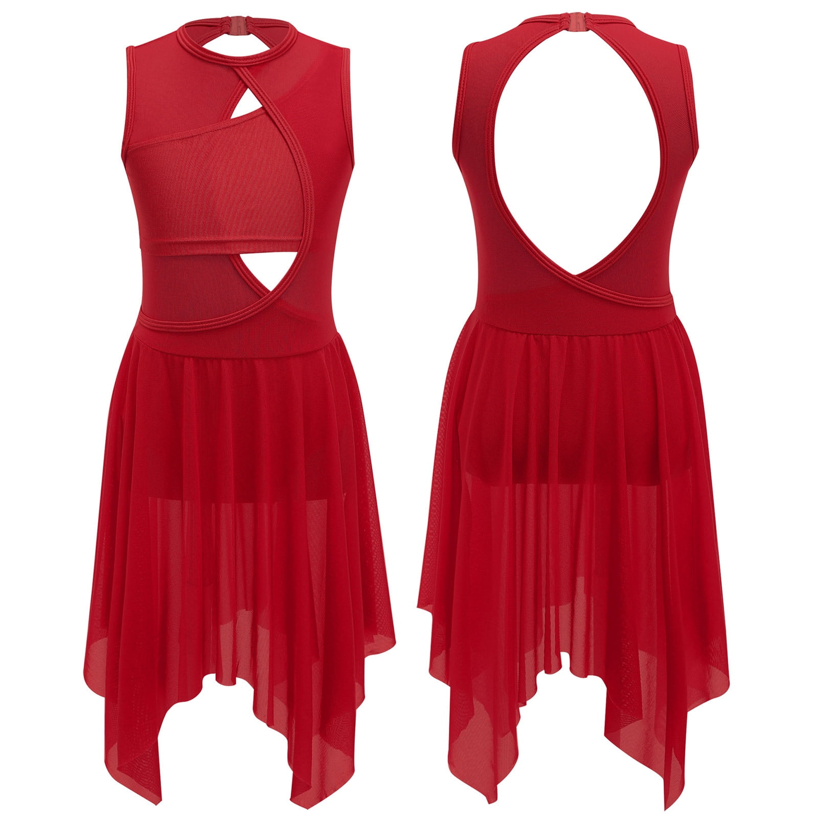 DPOIS Girls Lyrical Contemporary Dance Costume Ballet Leotard Dress