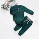 thumbnail image 4 of Mameluco de manga larga de algodón de punto acanalado para bebé recién nacido, pantalones largos, trajes de color sólido (verde), 4 of 5