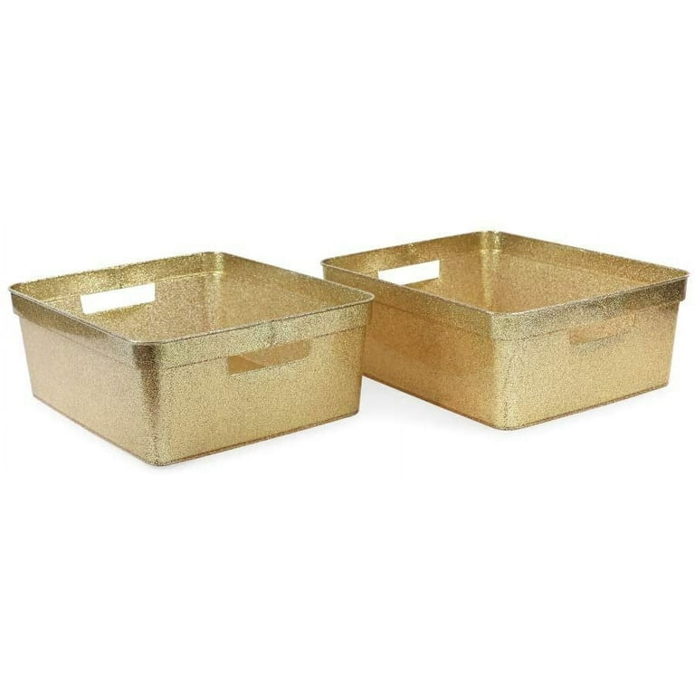 Gold Handle 2 Piece Storage Basket Solution Set