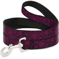 thumbnail image 1 of Buckle-Down Pet Leash - BD Logo Scattered Black/Fuchsia - 4 Feet Long - 1/2" Wide, 1 of 1