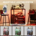 thumbnail image 4 of 3-Tier Wine Bar Cabinet with LED Lights, Detachable Wine Rack and Storage Space, Small Liquor Bar Cabinet with Glass Holder and Mesh Door for Home, Kitchen, Dinning Room, 4 of 15