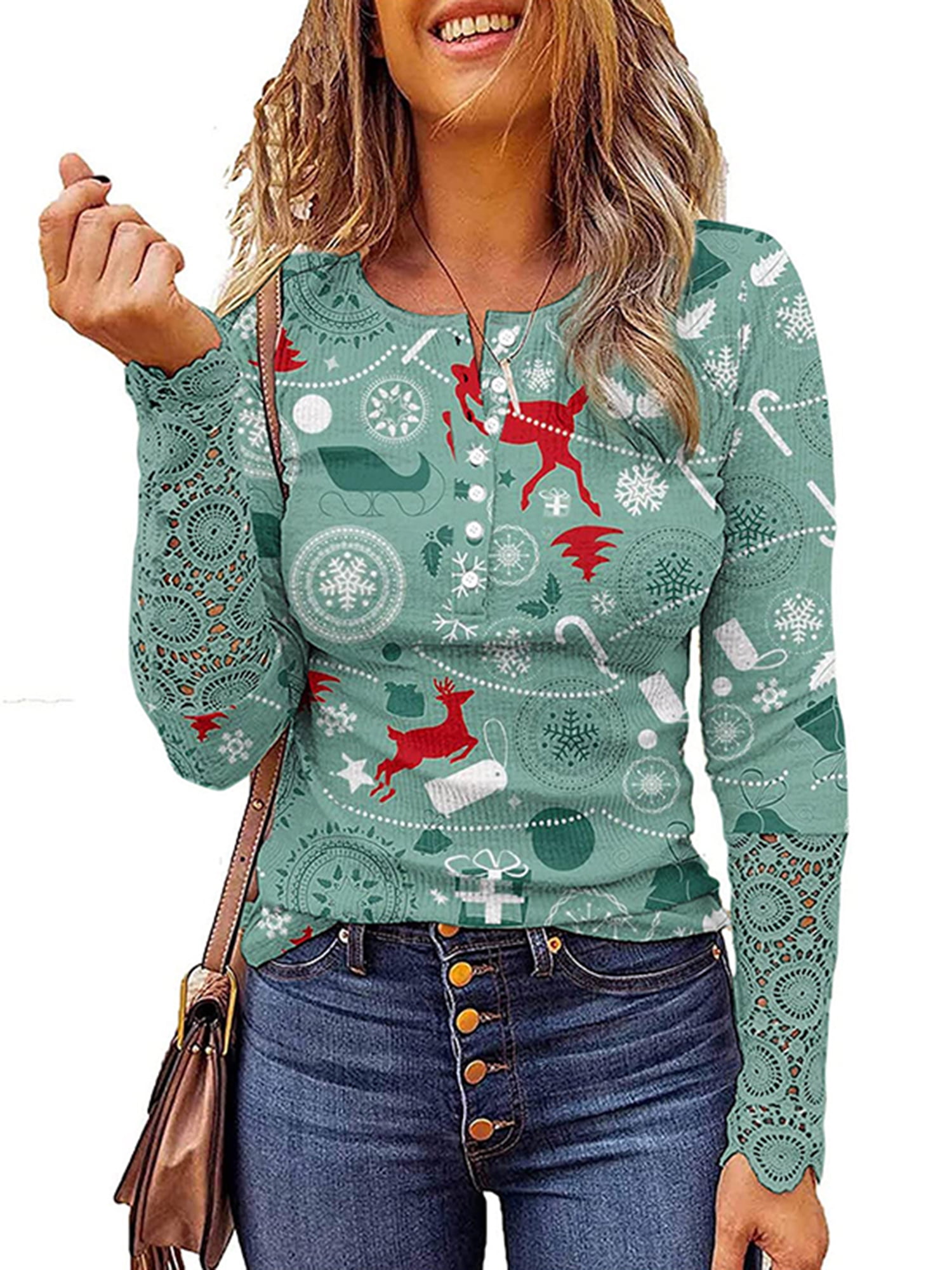 QILINXUAN Christmas Shirts for Women 