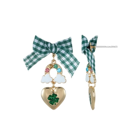 Way to Celebrate St. Patrick's Day Gold Heart Dangle Earrings, 1 Pair