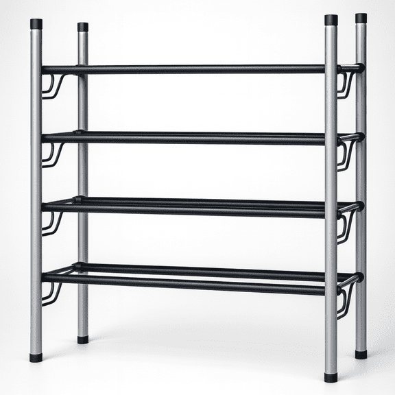 USTECH Expandable Shoe Rack, 4 Tier Adjustable Shoe Shelf Storage Organizer, Stackable Adjustable Standing Metal Shoe Shelf Organizer Storage, Alloy Steel Shoe Rack Adjustable | 2 Pack