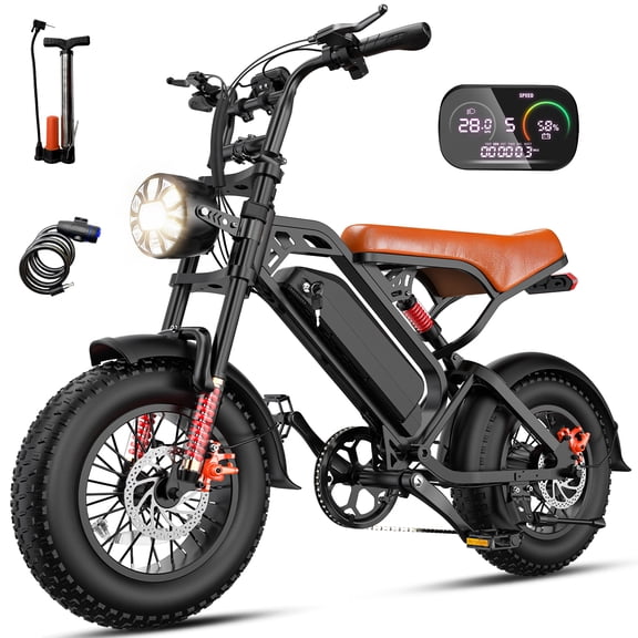Terrosor Electric Bike Adults,16 inch Fat Tire E-Bike,48V 18Ah Battery,Peak 1400W Motor Ebike,Max Speed 28MPH,35 Miles Electric Bicycles for Adult