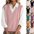 thumbnail image 2 of Women's 2026 Lightweight V-Neck Knit Sweater Vest Sleeveless Ribbed Casual Tank Top Spring Business Casual Pullover,Pink M, 2 of 6