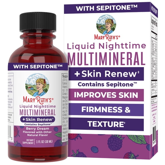 MaryRuth's Nighttime Multimineral Liquid and Skin Renew Travel Pack Berry 8-Pack 1 fl oz