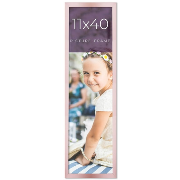 11x40 Frame Pink Real Wood Picture Frame Width 0.75 inches | Interior Frame Depth 0.5 inches | Rose
