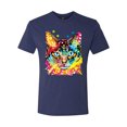 thumbnail image 2 of Wild Bobby Dean Russo Colorful Blue Eyes Cat Cat Lover Men Premium Tri Blend Tee, Vintage Navy, Small, 2 of 5