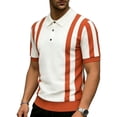 thumbnail image 4 of COSFO Knit Mens Polo Shirts Short Sleeve Casual Striped Shirt Golf Button Pullover Slim Fit Collared Tops, 4 of 5