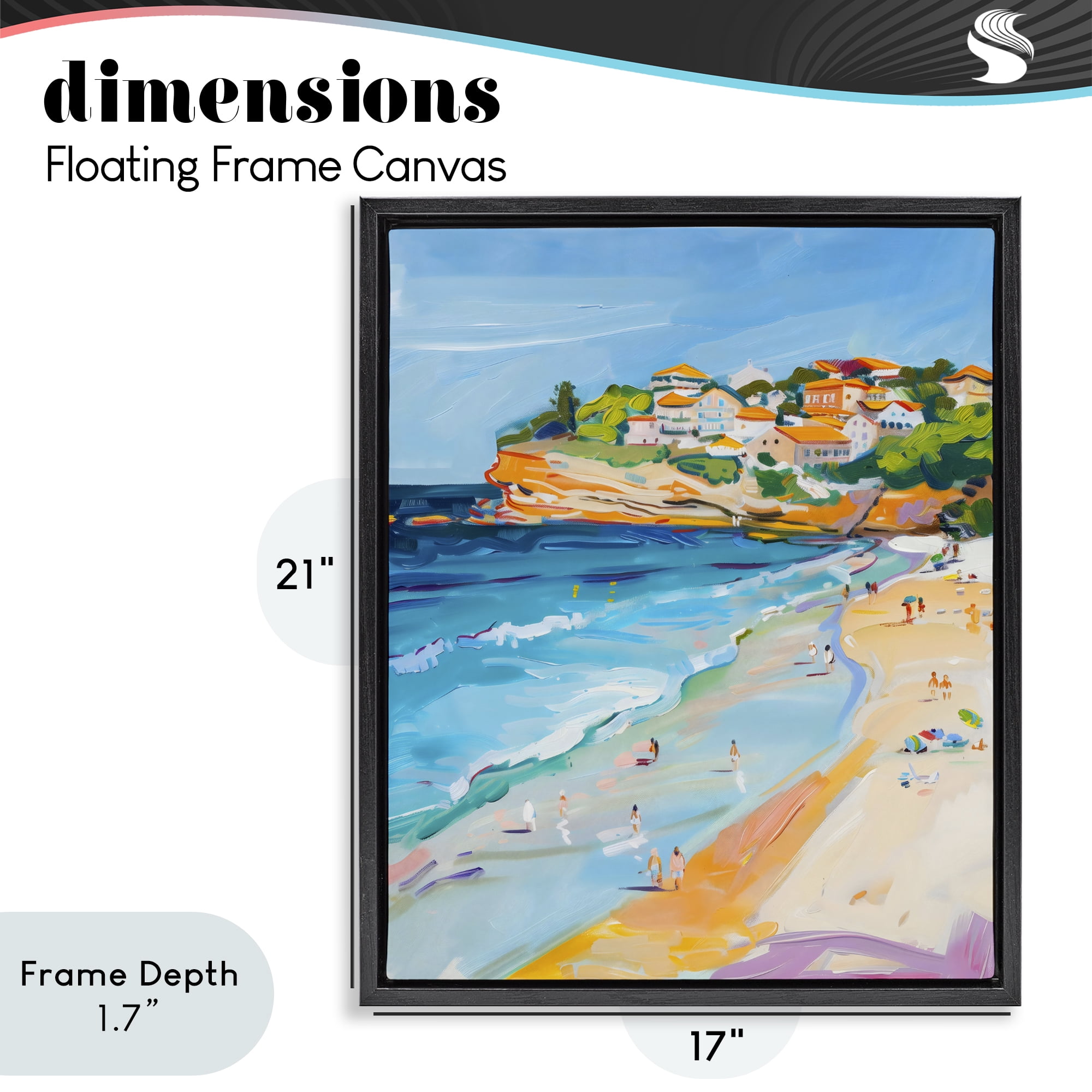 Stupell Industries Bondi Beach Cove Black Framed Floater Canvas Wall Art, design by The Prints Vibe