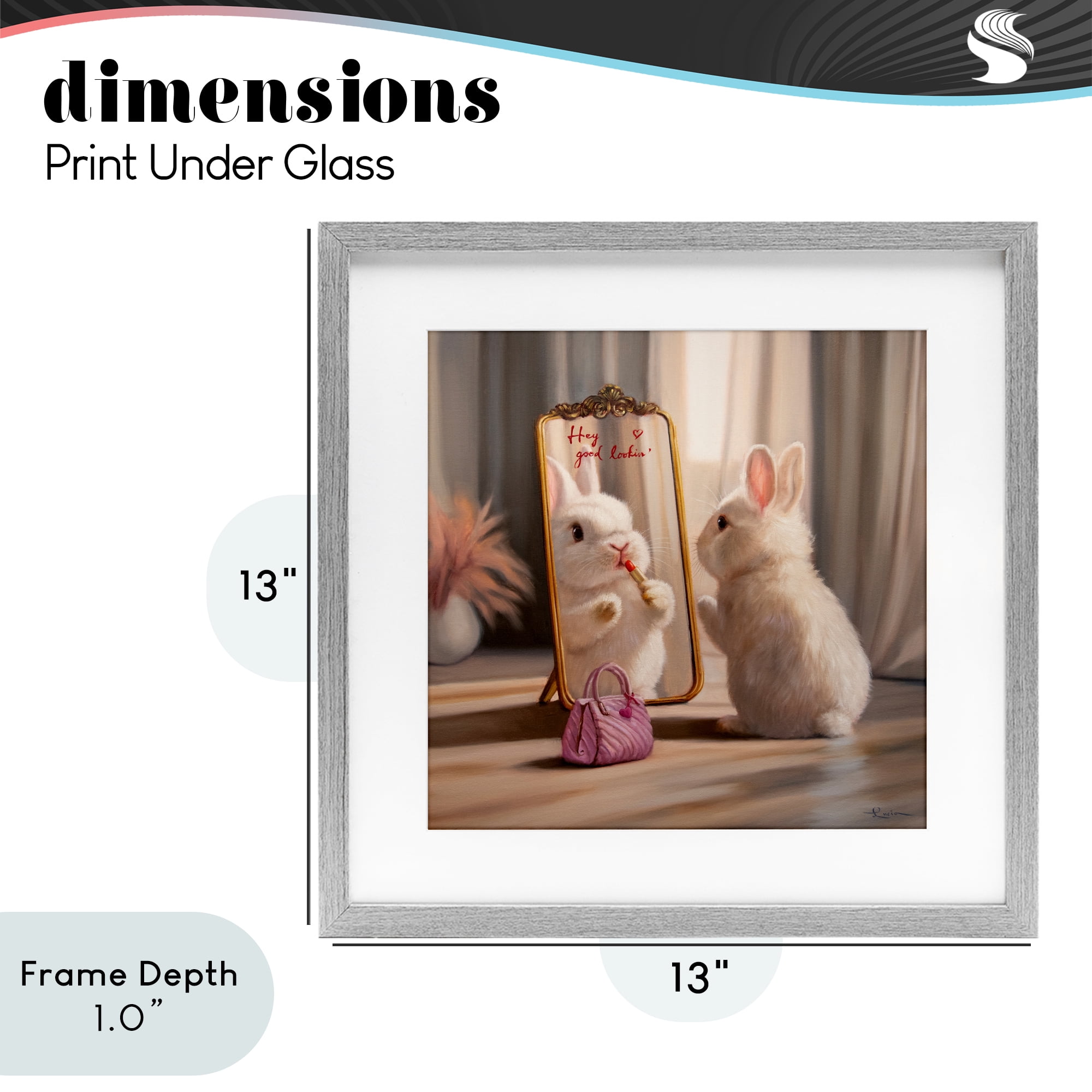 Stupell Industries Final Touch Makeup Bunny Gray Framed Print Under Glass, design by Lucia Heffernan