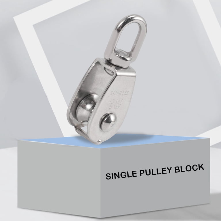 4PCS Single Pulley Block M15 Roestvrij Staal Kleine Katrol Voor Touwkoord In Outdoor 360swivel Zilveren Katrol