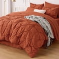 thumbnail image 5 of U by Bedsure King Size Comforter Set - Bedding Set King 7 Pieces, Pintuck Bed in a Bag Burnt Orange Bed Set with Comforter, Sheets, Pillowcases & Shams, Burnt Orange, 5 of 5