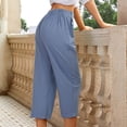 thumbnail image 4 of LYXSSBYX Womens Capris with Pockets Women Casual Solid High Waist Loose Pocket Straight Buttons Long Pants, 4 of 8