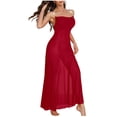 thumbnail image 2 of Blmnix Lightweight Nightgowns Womens Nightgown Sexy Nightgown Chemises Sleep Dress Red Long Sleeveless Square Neckline Moomoo Nightgowns for Women, 2 of 7