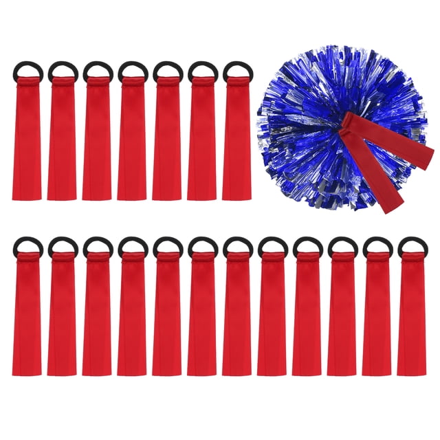 Etiquetas de nombre de pompones de animadora, etiquetas de equipo en blanco para campamento de animadoras, etiquetas de pompones con cinta, rojas, 24 piezas