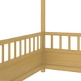 thumbnail image 7 of Twin Size Montessori Bed, Wooden Floor House Bed with 20" High Fence and Roof, Montessori Floor Beds Without Slats for Boys,Girls, Natural, 7 of 7